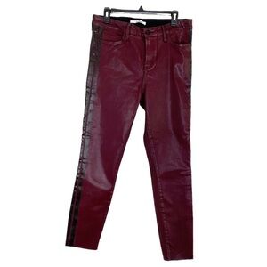 NWOT Sam Edelman The Kitten Coated Pants Burgundy Maroon Red & Black Size 32